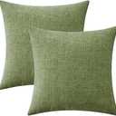 MIULEE Pack of 2 Couch Throw Pillow Covers 22x22 Inch Spring Soft Sage Green Chenille Pillow Covers for Sofa Living Room Solid Dyed Pillow Cases