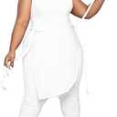 Women Plus Size 2 Piece Outfits Jumpsuit Camouflage Print Sleeveless Slit Tunic Tops Pant Set (XX-Large, Off-white)