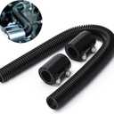 Hypertune 24" Stainless Steel Radiator Flexible Coolant Water Hose Kit W/Cap Clamp Black