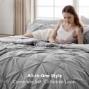 Bedsure Queen Comforter Set Grey - Bed in a Bag Queen Size Bedding 7 Pieces, GentleSoft Pintuck Bed Set Gift for Family, All Season Down Alternative Comforter with Sheets, Pillowcases & Shams