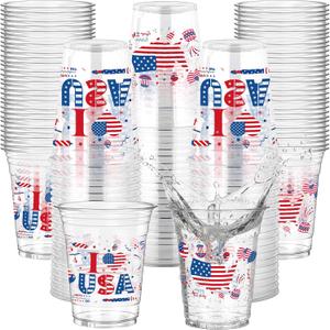 50 Pcs 250 Anniversary USA Cups, 12 oz Patriotic Disposable Plastic Cups