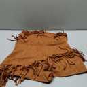 MakeMeChic Women's 2 Piece Summer Outfits Suede Fringe Sleeveless Cami Top and Shorts Cowgirl Sets (Brown, Medium)