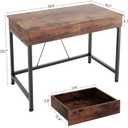 Mexin Small Desk with 2 Wooden Drawers, 40 Inch Home Office Writing Desk, Vanity Desk with Storage, Computer Desk for Bedroom Small Spaces, Table for Office, Kids Study, Makeup, Rustic Brown, 39.4 inch
