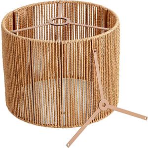 Boho Rattan Drum Lamp Shades, Wicker Lampshade Replacement for Table Lamps, Floor Lamps, Bedside Lamps, Pendant Lamps, 12.6 DiameterIncludes 2 Top Rings (Spider Fitter & UNO Fitter)