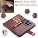 Asuwish Phone Case for OnePlus 12 5G Wallet Magnetic Detachable Cell Cover with Tempered Glass Screen Protector Flip Card Holder Slot One+ 1plus12 2024 Women Men Girls Purse Mobile Accessories Red