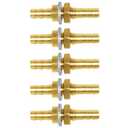 Joywayus 1/4" Hose Barb Thru-Bulk Head Hex Union Brass Fitting with Flat Washer Gasket Water/Fuel/Air (Pack of 5)