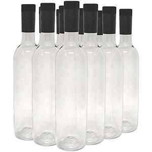 Nicebottles Plastic Wine Bottles & Screw Caps, Clear, 750ml - Pack of 12