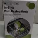 Over the Sink Expandable Dish Drainer Drying Rack In Stainless Steel for Small Kitchen, Counter Space Saving Modern Compact Metal Above Plate Dryer Strainer, Adjustable Hanging Inside Drain Holder (Silver)