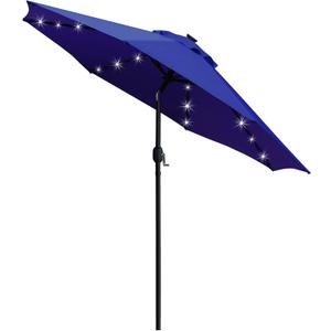 Sunnyglade 9' Solar LED Lighted Patio Umbrella with 8 Ribs/Tilt Adjustment and Crank Lift System (Navy Blue)