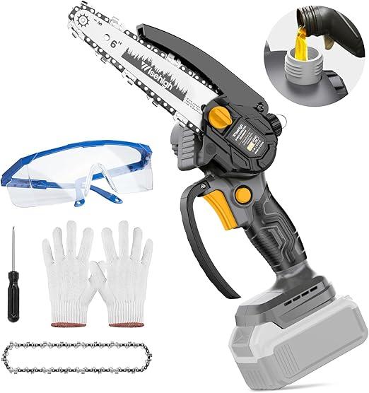 Cordless Power Chainsaw For Dewalt 20V Max Battery, Mini Chainsaw 6inch With Oil Pot, Portable Electric Chainsaw For Tree Branches, Courtyard, Household And Garden (Grey, Tool Only)