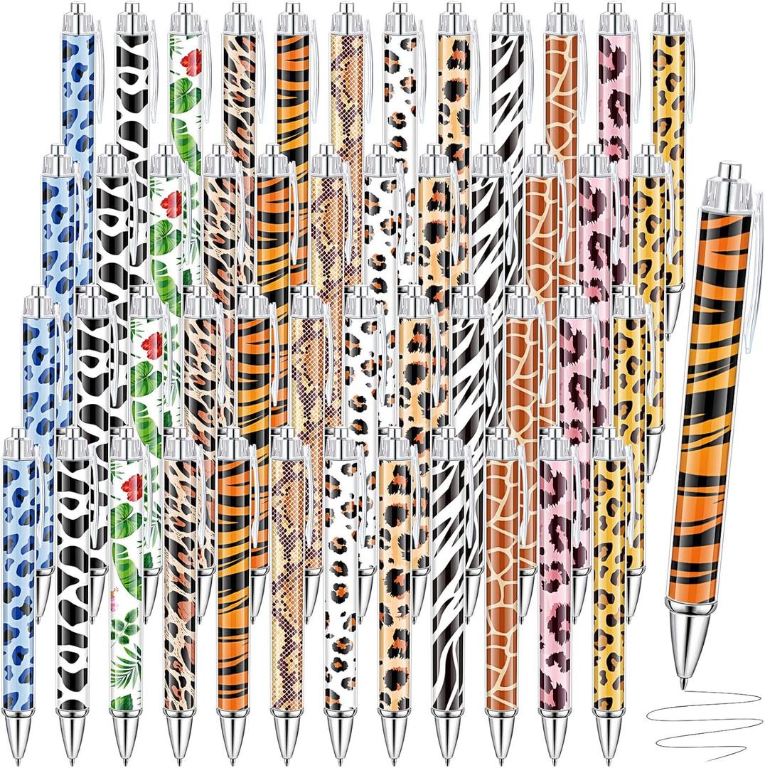 48 Pcs Animal Print Pens 1.0 mm Black Safari Print Retractable Ballpoint Pens Bulk Jungle Pattern Writing for Home School Office Supplies Party Gifts(Animal) 48 Pcs Animal Print Pens 1.0 mm Black Safari Print Retractable Ballpoint Pens Bulk Jungle Pattern Writing for Home School Office Supplies Party Gifts(Animal)