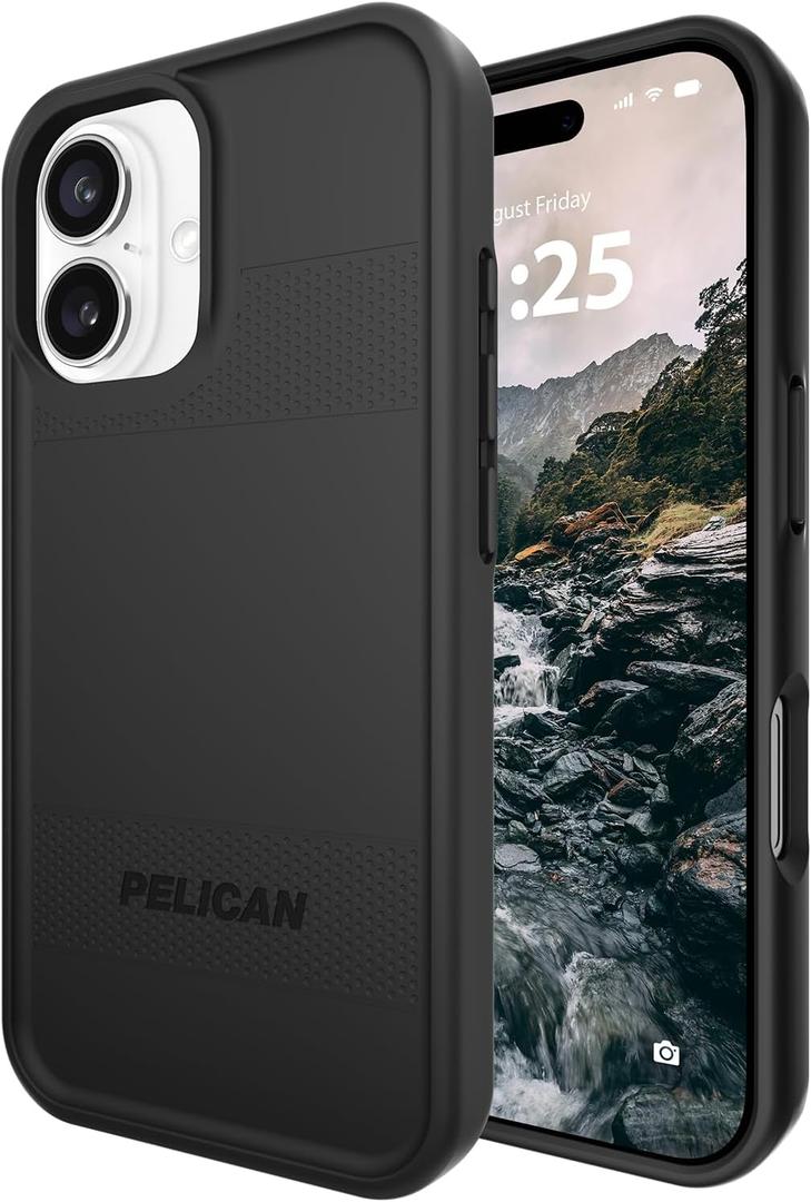 Pelican Protector iPhone 16 Case [Compatible with MagSafe] Rugged Magnetic Phone Case with 16ft Military-Grade Drop Protection - Heavy Duty Phone Cover for iPhone 16 - Black