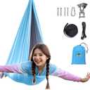 OUTREE Double Layer Therapy Swing with 360 Swivel Hanger, Healing & Relaxing Cuddle Swing for Kids and Adults with Autism, ADHD, Sensory Processing Disorder (Blue/Gray)