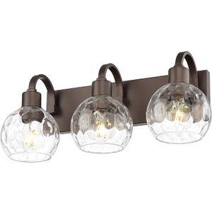 Emliviar 3-Light Bathroom Light Fixtures Over Mirror for Living Room, Hallway, Farmhouse Oil Rubbed Bronze Vanity Light with Water Grain Globe Glass, YCE237BG-3W ORB