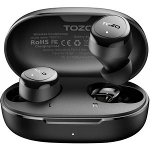 TOZO Wireless Earbuds Build in Mic Clear Calls Ergonomic Light Weight Bluetooth 5.3 in Ear Headphones Waterproof Premium Stereo Sound Ear Buds 30H Playtime with 32 EQs via APP