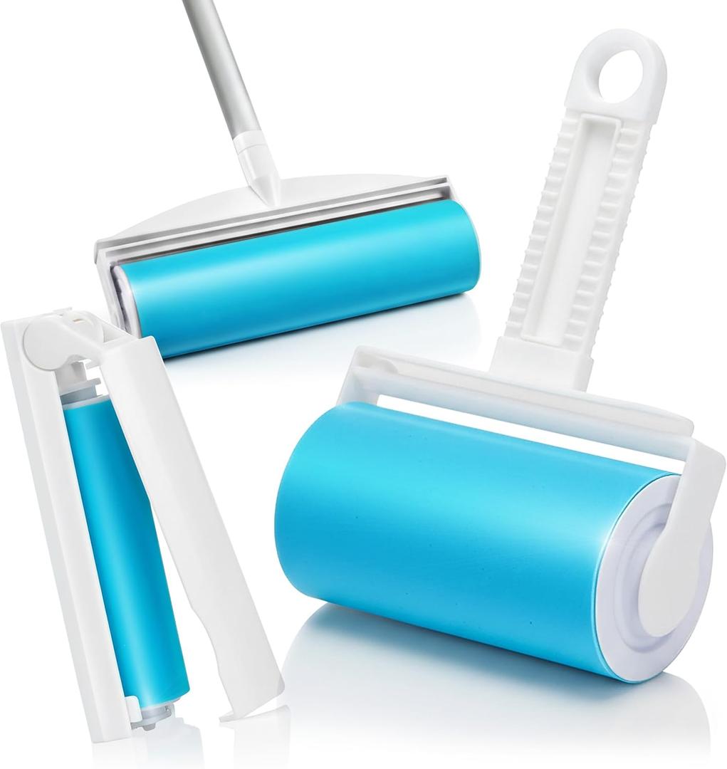 Schticky Lint Roller Set - Reusable & Washable Lint Roller Cleaner for Clothes Sofa Furniture Car Cat Dog Hair - Clean in a Quicky with Schticky (3 Piece Set)