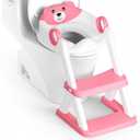 Potty Training Seat, Upgrade Toddler Toilet Seat for Kids Boys Girls, 2 in 1 Potty Training Toilet for Kids, Splash Guard Anti-Slip Pad Step Stool(Bright Pink)