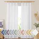 NICETOWN White Linen Sheer Curtains for Living Room, Rod Pocket & Back Tab Privacy Chic Sheer Curtains Window Treatment Semi Sheer Privacy Drapes for Farmhouse/Cottage, W52 x L90, 1 Pair (52"W x 90"L (Pack of 2))