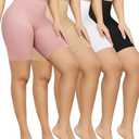 4 Pack Slip Shorts for Under Dresses Anti Chafing Underwear Seamless Comfortable Smooth Yoga Biker Workout Shorts, size Medium