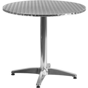 Flash Furniture Mellie Commercial Grade 31.5" Round Aluminum Indoor-Outdoor Table with Base