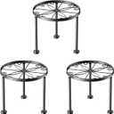 3 Pack Metal Plant Stands, Small Flower Pot Stand for Garden Home, Anti-rust Round Plant holders Display Shelf for Indoor/Outdoor