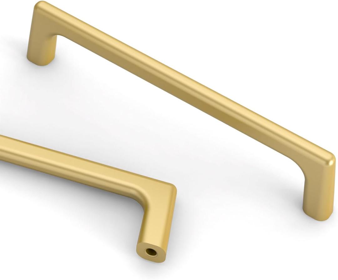 Asidrama 10 Pack 5 Inch(128mm) Gold Cabinet Pulls Cabinet Handles Cupboard Handles Kitchen Cabinet Hardware for Cupboard Drawer Pulls 3307 (5" Hole Center)