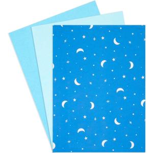 Sparkle and Bash Moon and Stars Gift Wrap Tissue Paper for Bags, 3 Blue Colors (20x26 in, 60 Sheets) - Star Tissue Paper