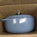 Lodge Essential Enamel Cast Iron Dutch Oven with Lid - Oven-Safe Enamel Cookware up to 500 F - Heat-Retaining Braising & Roasting Pot - Non-Toxic Cookware - 7.5 Quart, Storm Blue