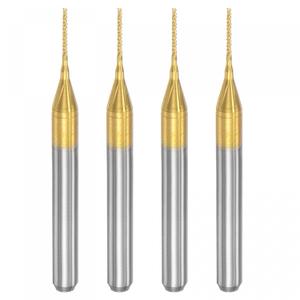 uxcell End Mill CNC Router Bits, 1/8" 3.175mm Shank 0.6mm x 5.5mm Titanium Coated Tungsten Carbide Engraving Milling Cutter for PCB Plastic Fiber Wood 4pcs