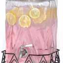 Glacial Ice Design Glass Beverage Dispenser with SS Spigot and Stand - 2.5 Gal