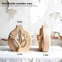 Artistic Wood Glass Vase,Wooden Base Cylindrical Flower Vase,Classic Boho Rustic Style for Fireplace Bedroom Kitchen Living Room Centerpieces Office Desk(Petite Vase)