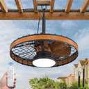 LEDIARY Outdoor Ceiling Fans with Lights, IP65 Waterproof Gazebo Fan with Hanging Hook,6 Speeds, 3CCT, 20 Inch Wet Rated Plug in Ceiling Fan for Patios,Porch, Pergola,Canopy