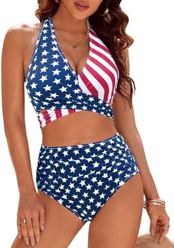 Blooming Jelly Womens Tummy Control Bathing Suits Modest High Waisted Bikini Sets Cute Halter 2 Piece Swim Suit 2025 L