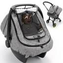 Waterproof Car Seat Cover for Baby, 2-Layer Car Seat Rain Cover with Clear Window & Sunshade & Mesh Cover, Universal Infant Carseat Canopy for Stroller, Protect from Rain and Snow - Gray