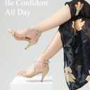 Ankis Nude Gold Black Heels Strappy Heels for Women 3 Inch Stiletto Open Toe Sandals for Wedding Evening Party Homecoming (6)