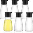 6 Pcs Soy Sauce Dispenser Leakproof Cruet Dispenser Set Oil and Vinegar Dispenser Set Small Sauce Bottles Glass Soy Sauce Container with Lid for Kitchen Cooking Barbecue, Black