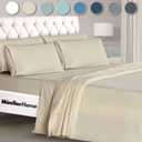 Mueller Ultratemp King Size Sheets Set, Super Soft 1800, 6 Piece, Deep Pocket up to 16" Cooling Sheets King Size, Transfers Heat, Breathes Better, Hypoallergenic, Wrinkle, Cream