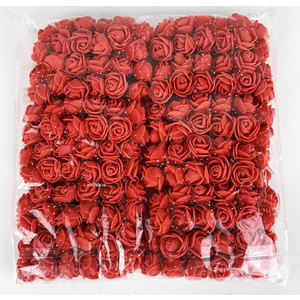 Worlds 144PC Red Mini Fake Rose Flower Heads 20mm Artificial Roses DIY Artificial Flowers, Foam Artificial Rose