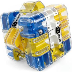 3D Maze Cube - 2-in-1 Twist & Roll Brain Teaser, Large Labyrinth STEM Toy, Stress Relief Fidget Gift for Kids Adults Ages 8-13 (Blue)