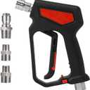 RIDGE WASHER Pressure Washer Gun 5000 PSI, 12 GPM, High Pressure Spray Gun with 1/4" Quick Connector, 3/8'' Quick Connect, M22-14 mm and M22-15 mm Fitting (Short Gun Swivel)