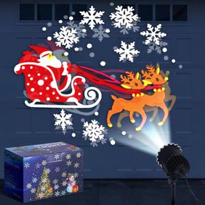 Christmas Santa Claus Projector Light Outdoor Decor with 1 Film Slides Holiday LED Projector Lights Outdoor Reflectors Waterproof Landscape Decorative Lighting Projection Lamp for Yard Outside