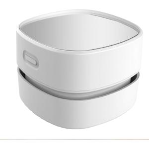 ODISTAR Desktop Vacuum Cleaner, Mini Table dust Sweeper Energy Saving,High Endurance up to 90 mins,Cordless&360 Rotatable Design for Keyboard/Home/School/Office(White AA Battery)