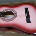 ADM Beginner Acoustic Classical Guitar 34 Inch Nylon Strings Wooden Guitar Bundle Kit for Kid Boy Girl Student Youth Guitarra Online Lessons with Gig Bag, Strap, Tuner, Strings, Picks, Pink