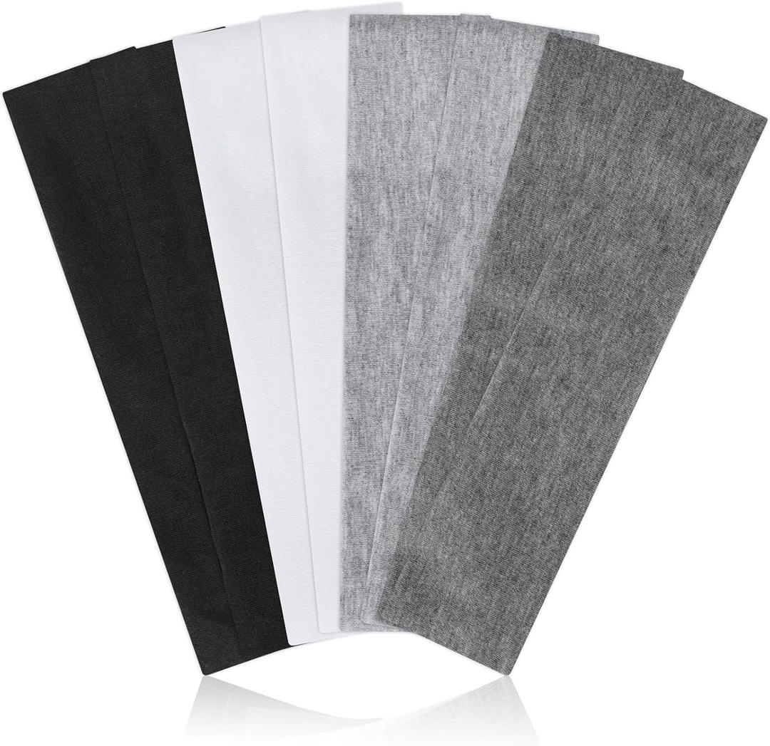 Hishexin Headbands for Women Non Slip, Stretchy Sweat Headband for Workout Yoga Running, Head Bands for Women's Hair - 8 Pack (Black White Grey)
