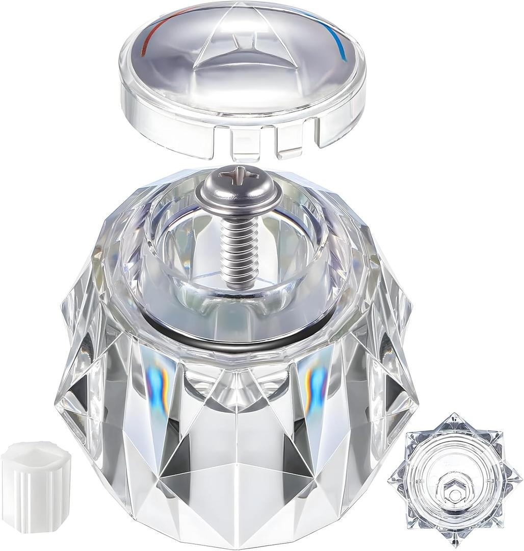 Dreyoo Faucet Handle Compatible with Delta RP17451, Replacement Faucet Handle with Offset Hole for Shower/Tub, 2-1/2'' x 2-1/8'' Knob, Single Knob, Clear Acrylic Finish (1 Pack)