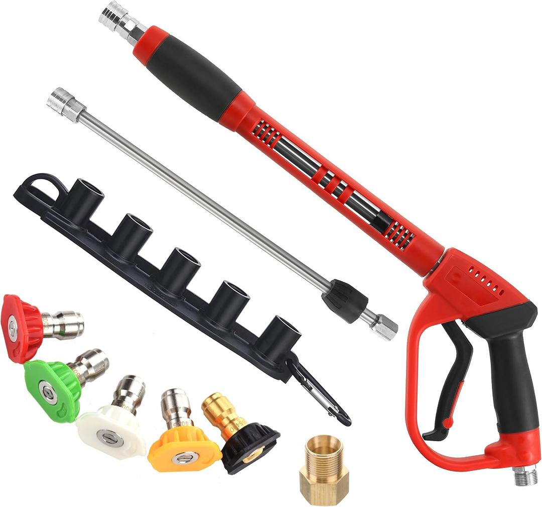 Tool Daily Deluxe Pressure Washer Gun, with Replacement Wand Extension, 5 Nozzle Tips, M22 Fitting, 40 Inch, 5000 PSI