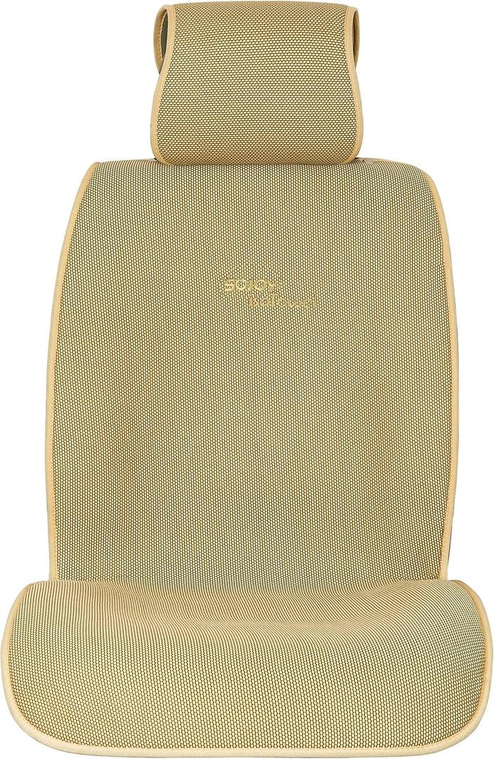 Sojoy IsoTowel Car Seat Cover, Microfiber Seat Protector with Quick-Dry Non-Slip Base,Car seat Protector for All Workouts, All-Weather Honeycomb Cloth (Tan)