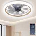 LISUNAR 20" Ceiling Fans with Lights and Remote, Gold-Smart Dimmable low profile ceiling fan with light, Ceiling fans with lights flush mount Stepless Color Temperature Change and 6 Speeds 7 Blades