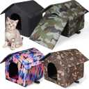 Weysat 4 Pcs Outdoor Cat House Weatherproof Stray Cat Shelter Waterproof Feral Cat Houses for Outdoor Cats Insulated Foldable Warm Cat Bed Tent Kennel for Winter Cat Supplies, Easy to Assemble