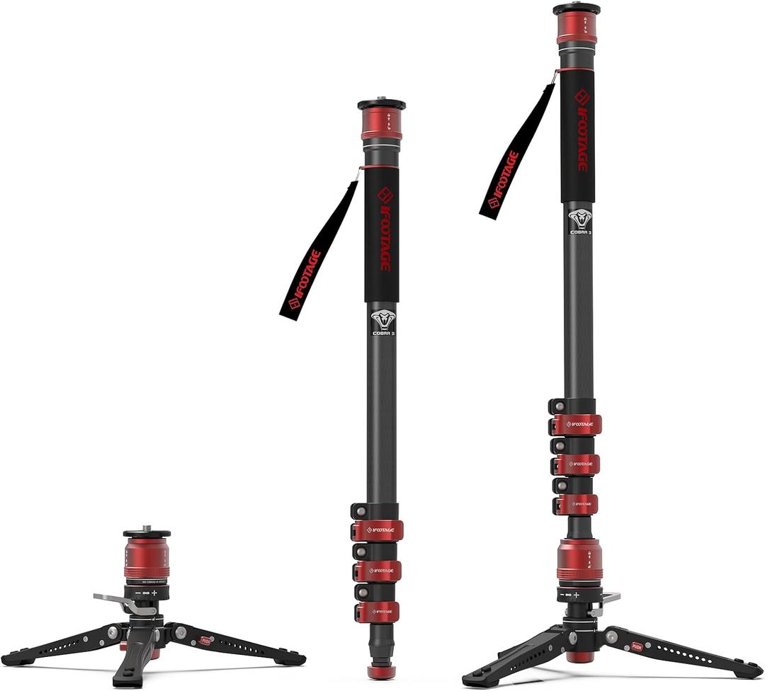 IFOOTAGE 71”Carbon Fiber Monopod with Feet Cobra 3 Monopod C180F-P